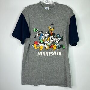 Vintage Velva Sheen Disney Minnesota Grey Tshirt Medium 90s